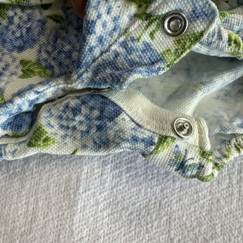 Ralph Lauren Romper Girls 24 Months Blue Floral Collared Ruffle One-Piece NWT